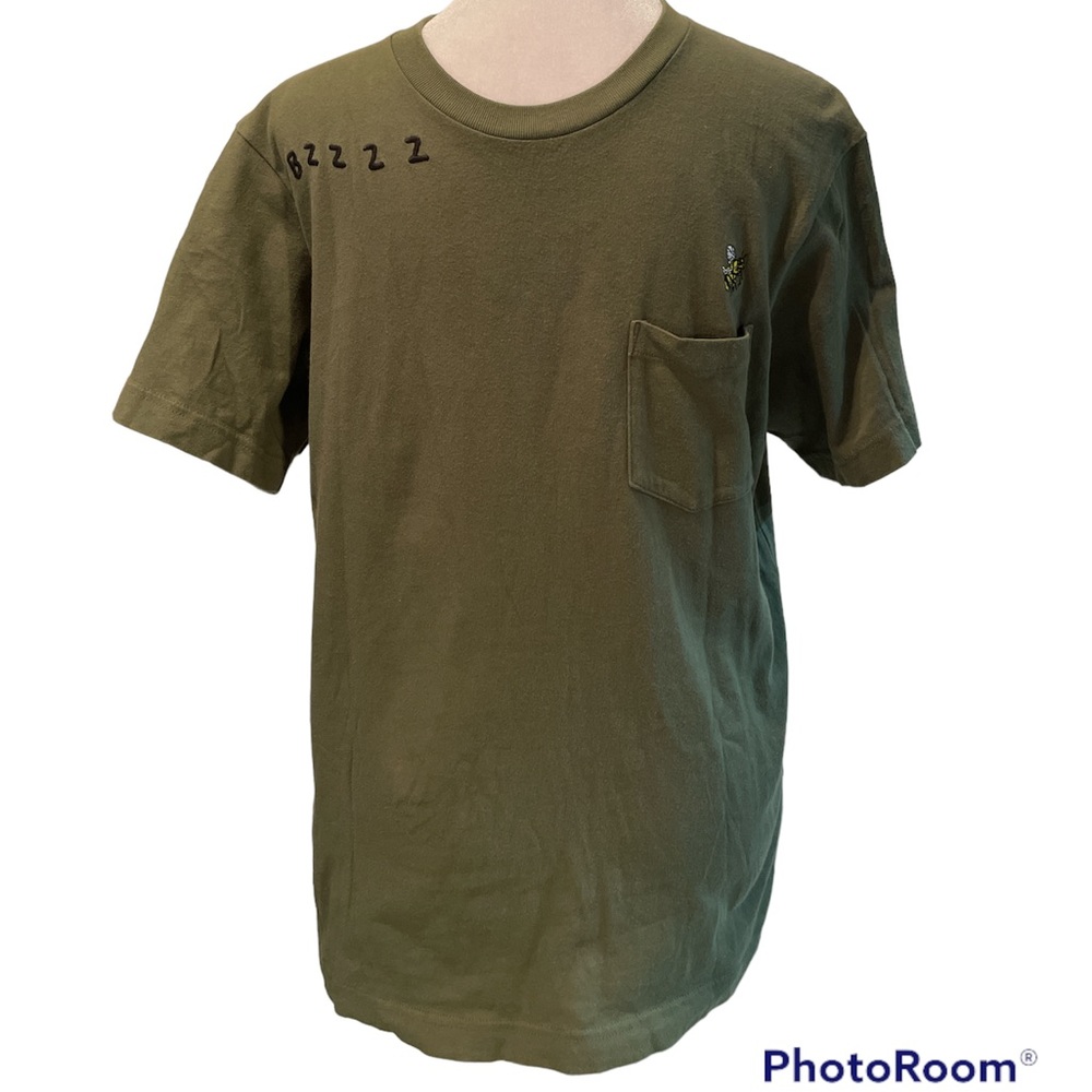 SPRZNY Jason Polan Olive Green Short Sleeve Unisex Graphic Tee with Bee Size XS